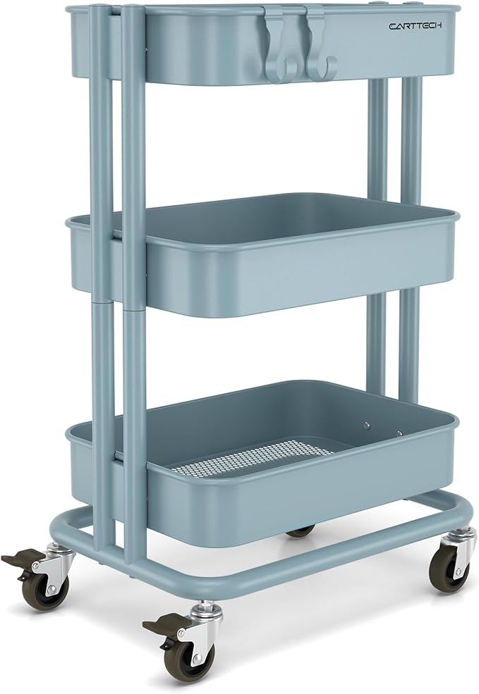 3 Tier Rolling Cart Metal Utility Cart by CARTTECH