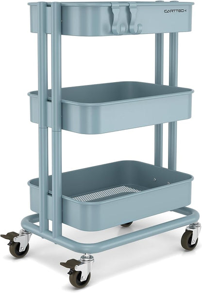 3 Tier Rolling Cart Metal Utility Cart by CARTTECH