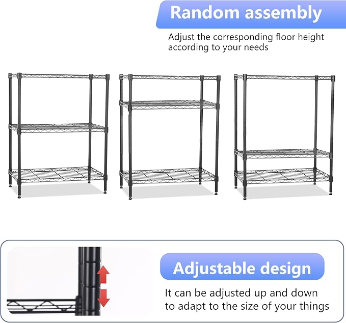 FDW Wire Shelving Units Adjustable Metal Storage Rack 23D x 13W x 30H 3 Tier - Image 7