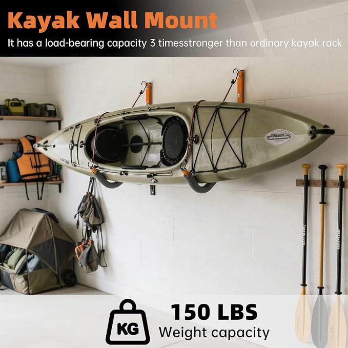 Large Heavy Duty Kayak Wall Mount & Kayak Storage Rack, Garage Hooks - Image 5