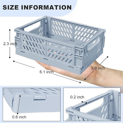 Small Pastel Plastic Storage Bins 2Pcs Foldable Pastel Crates Plastic Basket - Image 2