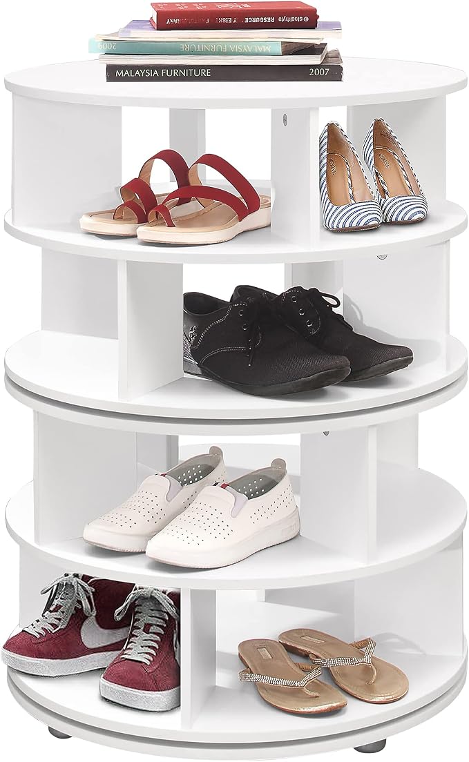 Kings Brand Furniture Cassidy Revolving Shoe Rack, Spinning Shoe Rack Tower - Image 3