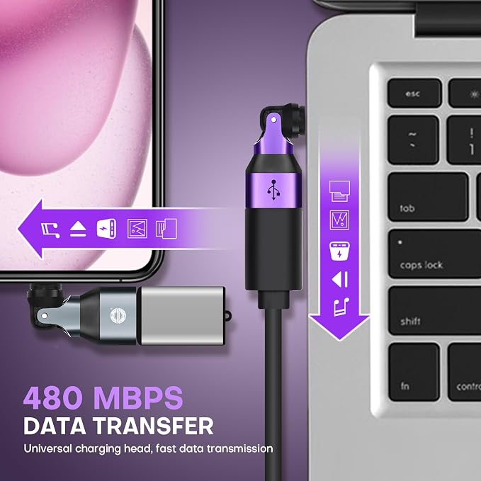Mini USB A to C Magnetic Adapter 2 Pack, 480 Mbps USBC Male to USB 2.0 Female - Image 4