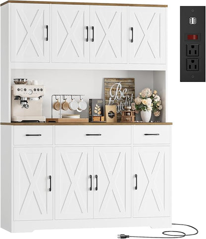 HOSTACK 71" Tall Kitchen Pantry Storage Cabinet, Farmhouse Hutch Cabinet by HOSTACK