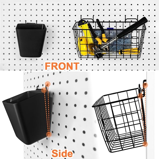 Pegboard Basket Organizers, Peg Board Large Baskets Hooks Bins Cups Tool - Image 2