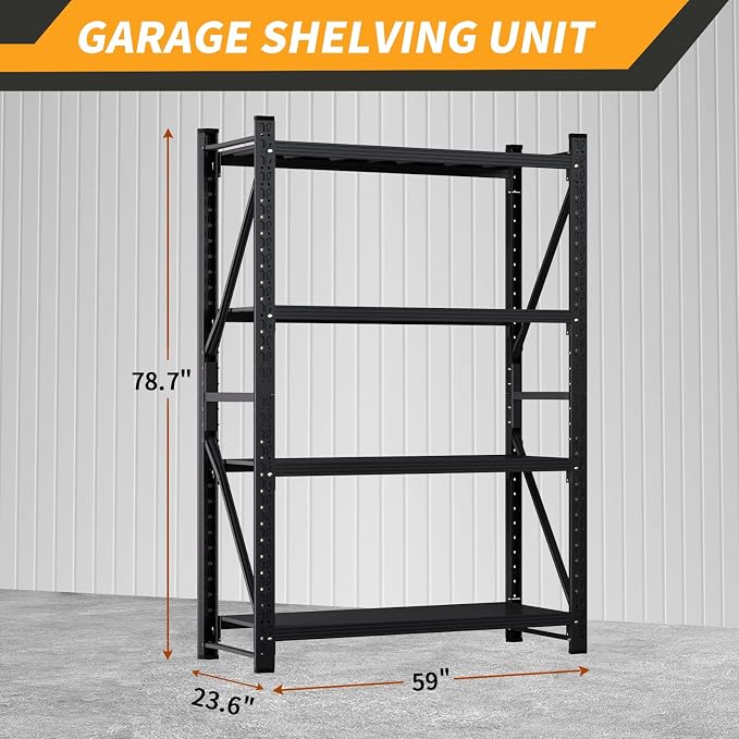 4800LBS Heavy Duty Shelving Units, 4 Tier Adjustable Metal Utility Shelf - Image 2