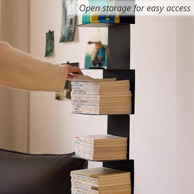 Invisible Vertical Spine Bookshelf Tower, Tall Narrow Metal Bookshelf - Image 5