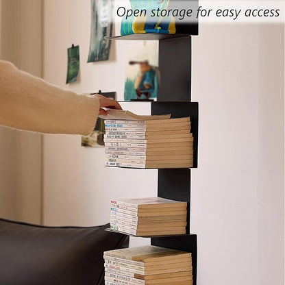 Invisible Vertical Spine Bookshelf Tower, Tall Narrow Metal Bookshelf - Image 5