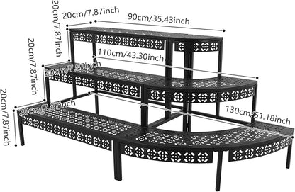 3 Tier Metal Plant Stand, Corner Flower Pot Holder Rack, Stair-Step Style - Image 2