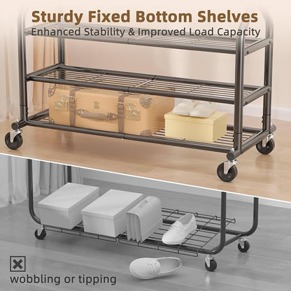 EAGMAK Heavy Duty Clothes Rack Load 556 LBS, Rolling Clothing Rack - Image 7