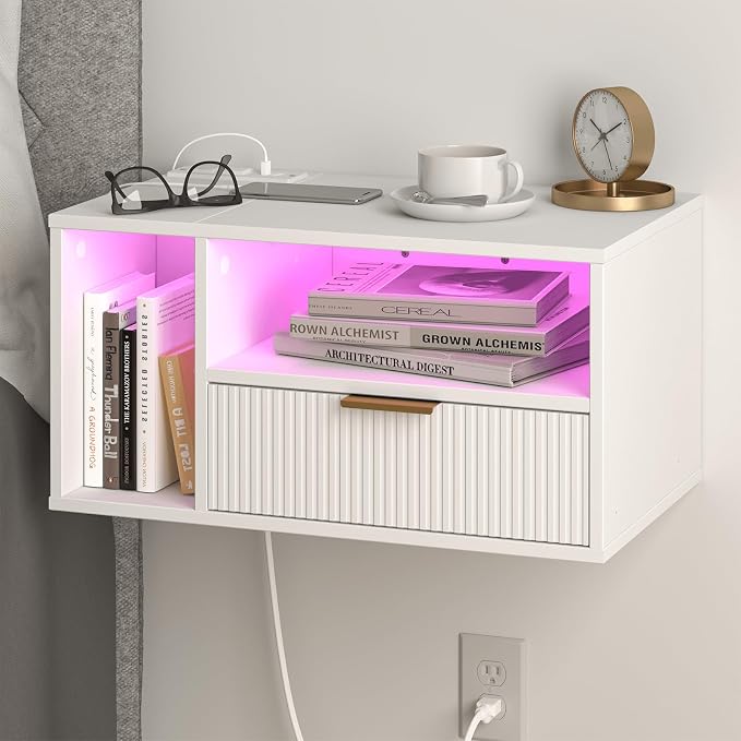 Veegle White Floating Nightstand by Unknown