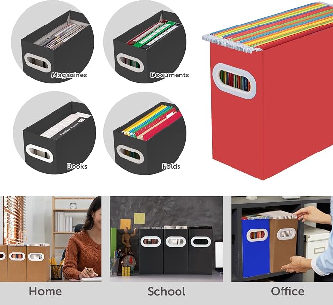 File Box for Hanging File Folders, Collapsible Cardboard Box | Portable Filing - Image 3