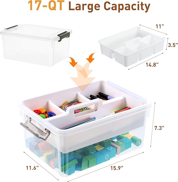 Citylife 17 QT Plastic Storage Bins Clear Storage Box - Image 2