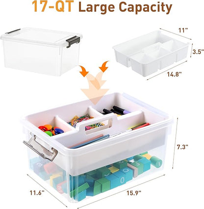 Citylife 17 QT Plastic Storage Bins Clear Storage Box - Image 2