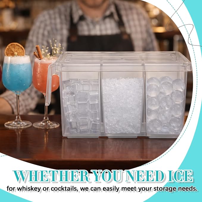 Havawish 3 Divided Ice Bin for Freezer Bucket Ice Container for Freezer - Image 6