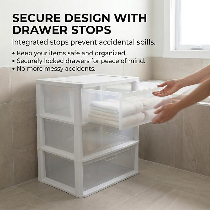 Wide 3-Drawer Storage Organizer Tower - Image 6