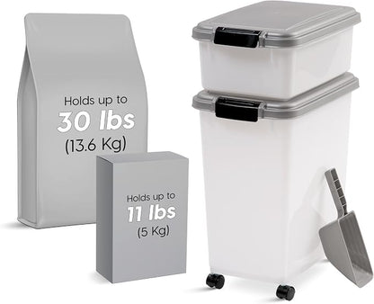 IRIS USA 30 lbs & 11 lbs Combo Airtight Dog Food Storage Container, Stackable - Image 2