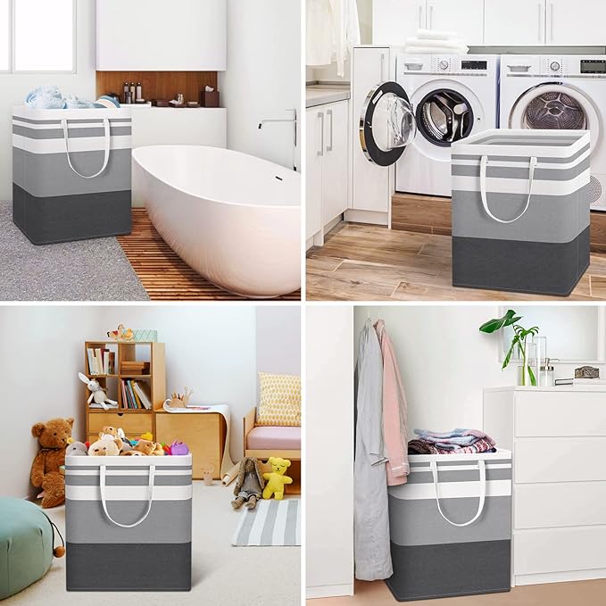 HomeHacks 2 Pack Large Laundry Baskets, Waterproof, Freestanding Laundry Hampers - Image 6
