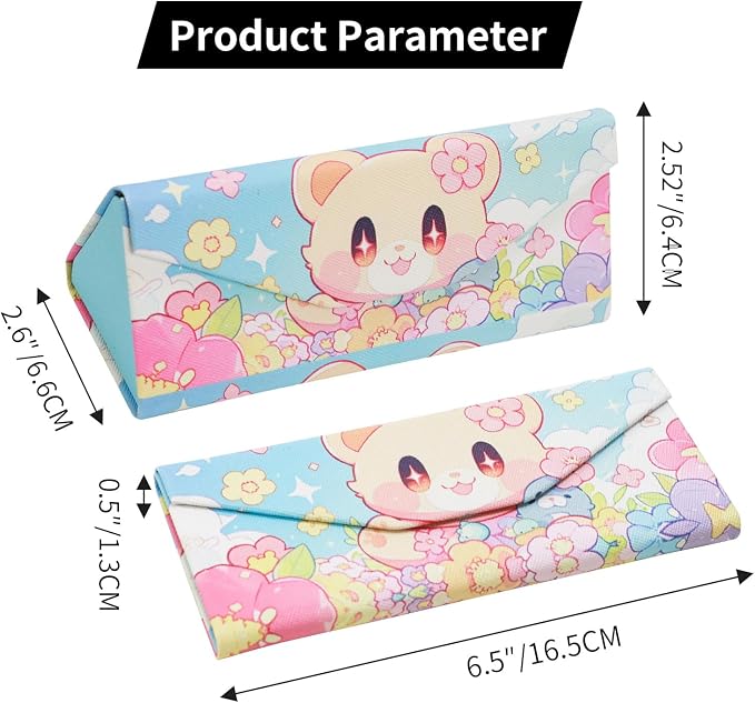 Foldable Glasses Case, Magnetic PU Leahter Sunglasses Case, Cute Hard Shell - Image 5