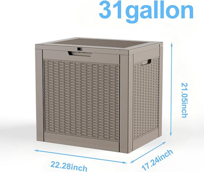 31 Gallon Deck Box, Lockable Waterproof Outdoor Storage Boxes - Image 5