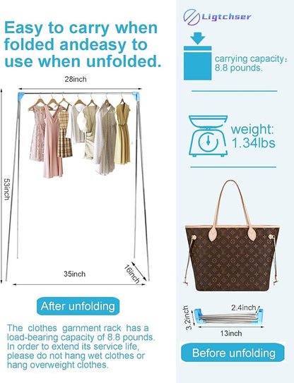Ligtchser Portable Travel Garment Rack, Folding Clothes Rack - Image 2