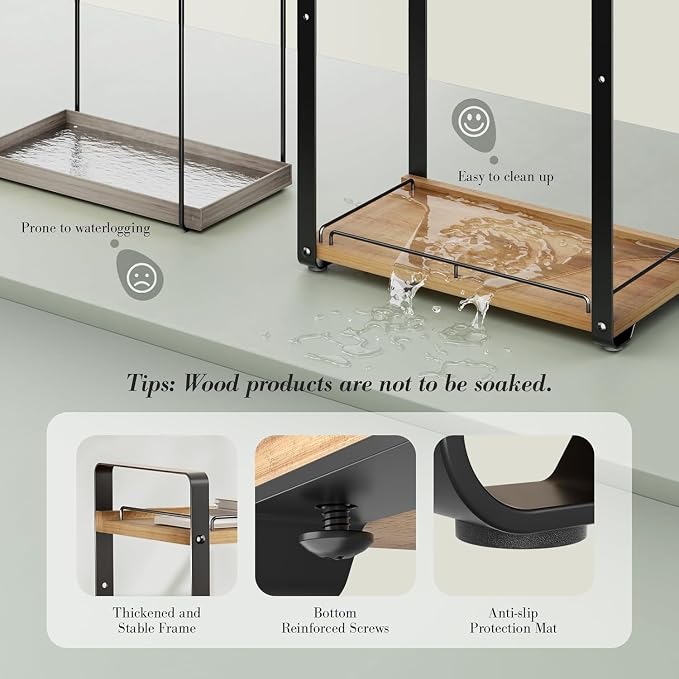 Delamu 2-Tier Bathroom Counter Organizer, Wood Vanity Organizer Countertop - Image 5