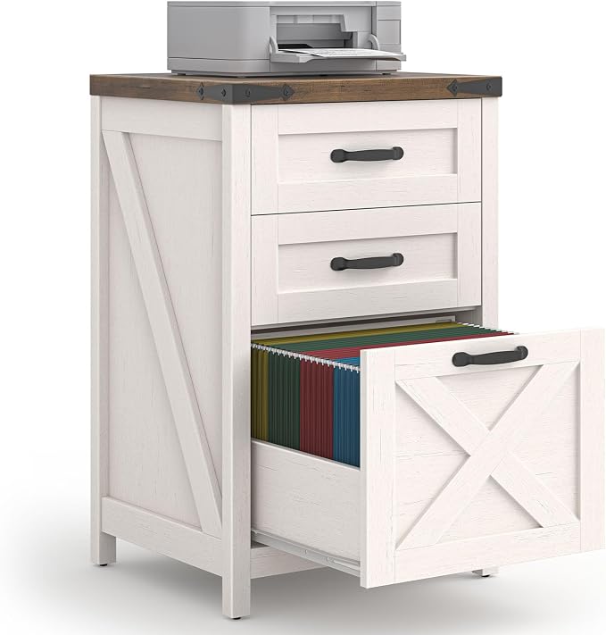 Farmhouse File Cabinet with 3 Drawers by Halitaa