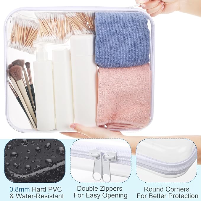 Sanwuta 6 Pcs Clear Hard Zipper Case Hard Plastic Zipper Pouches Transparent - Image 3