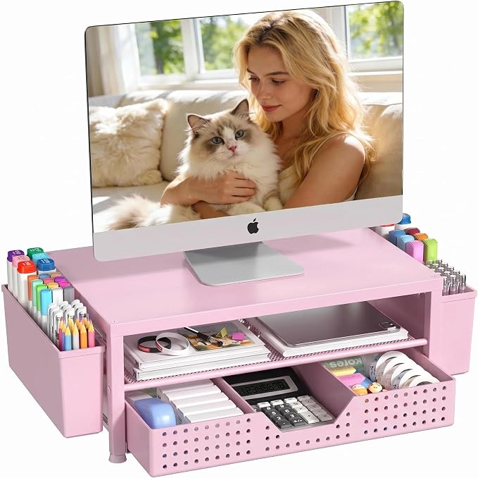 OPNICE Desk Organizers and Accessories, 2-Tier Computer Monitor Stand Riser by OPNICE