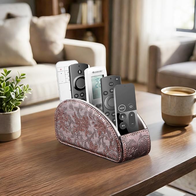 YAPISHI All-in-One Leather Brown TV Remote Holder - Image 2