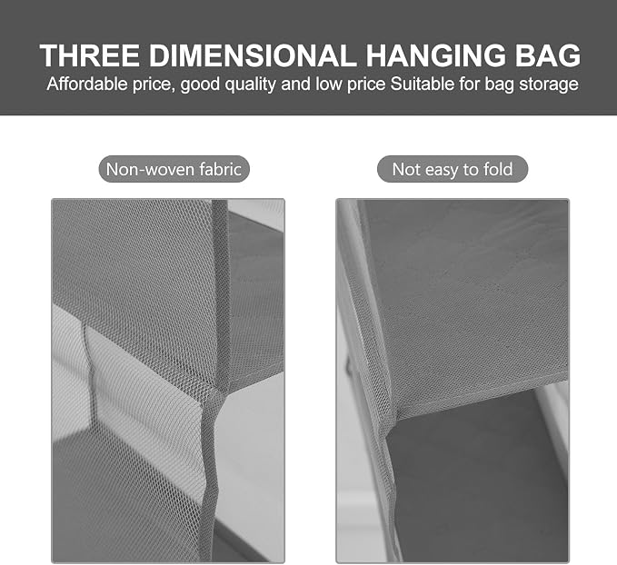 Grey Hanging Storage Organizer Bag Dustproof Mesh Compartments - Image 4