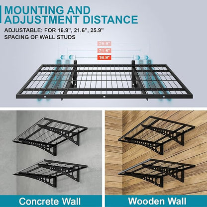 2-Pack 2×3ft Garage Wall Shelving, 24×36 inches Heavy Duty Wall Mounted Shelves - Image 3