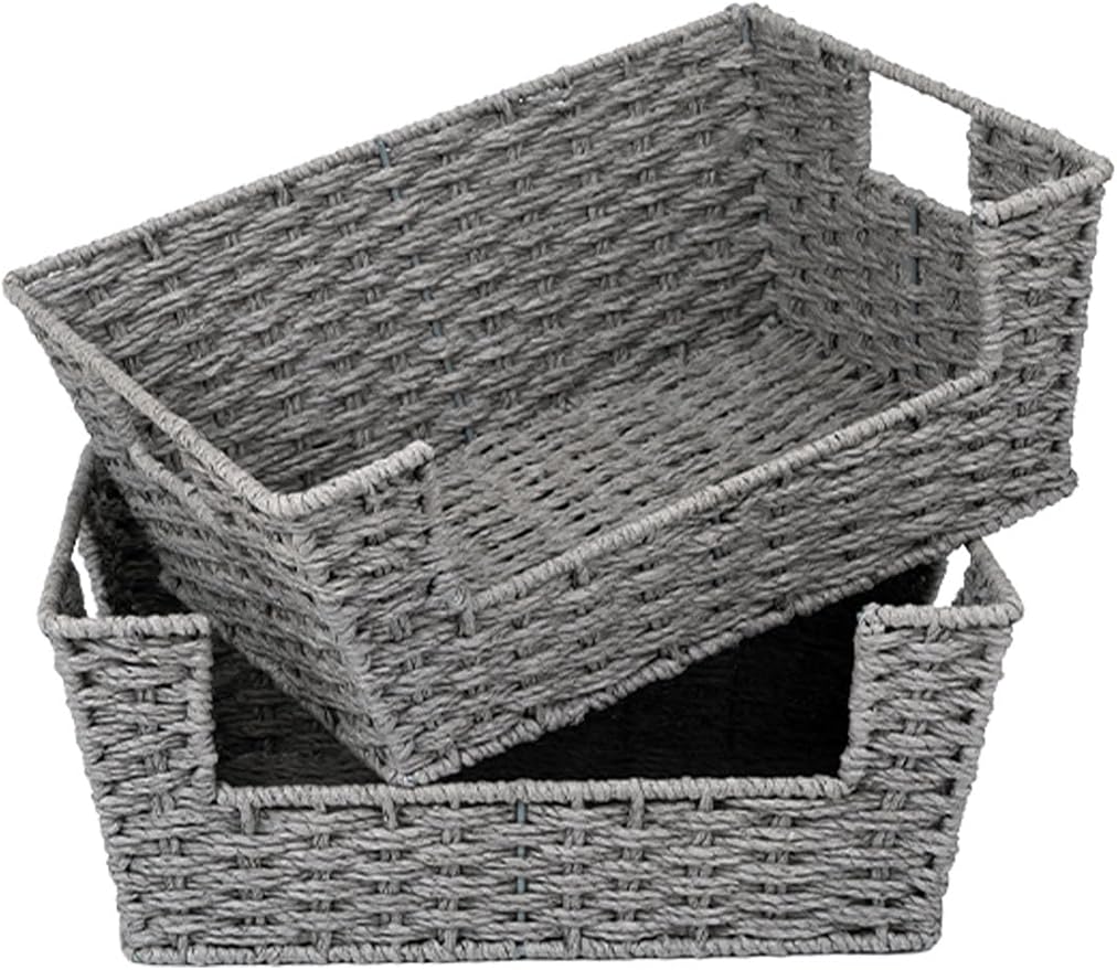 StorageWorks Round Paper Rope Woven Basket by StorageWorks