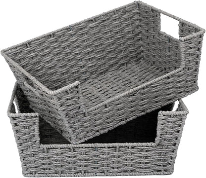 StorageWorks Round Paper Rope Woven Basket by StorageWorks