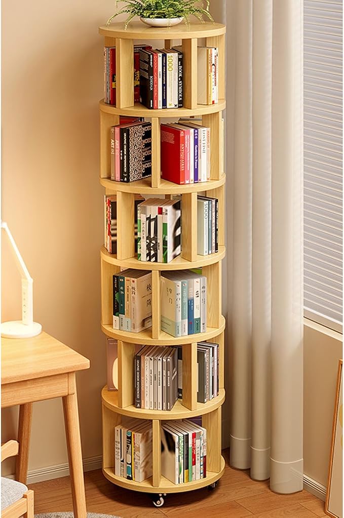 Rotating Bookshelf Tower 2/3/4/5/6 Tier Wood Rotating Bookshelf Wooden Book by Unknown