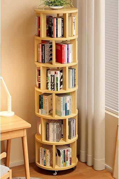 Rotating Bookshelf Tower 2/3/4/5/6 Tier Wood Rotating Bookshelf Wooden Book by Unknown