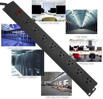 HHSOET Metal 8 Outlet Mountable Power Strip, Wall Mount Outlet Heavy Duty - Image 6