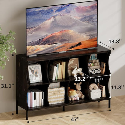 8 Cube Storage Shelf Organizer, Low Book Shelf Bookcase Entryway Table - Image 2