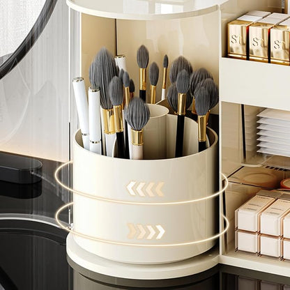 Makeup Organizer with Rotating Brush Holder Cosmetic Organizer with Drawers - Image 7