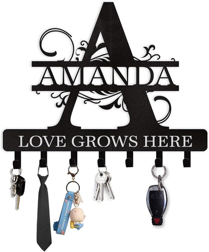 Personalized Key Holder for Wall, Custom Name Key Hooks for Wall Organizer by Dyoart