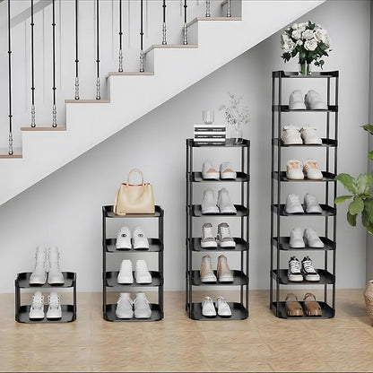 8 Tier Vertical Narrow Shoe Rack, Stackable Tall Skinny Shoerack, Compact - Image 2