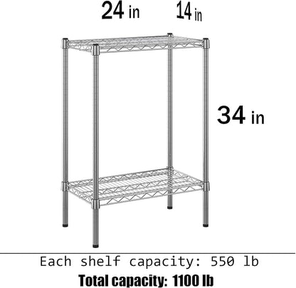 14" Deep x 24" Wide x 34" Height Wire Shelving Kit | 2-Tier | NSF Commercial - Image 3