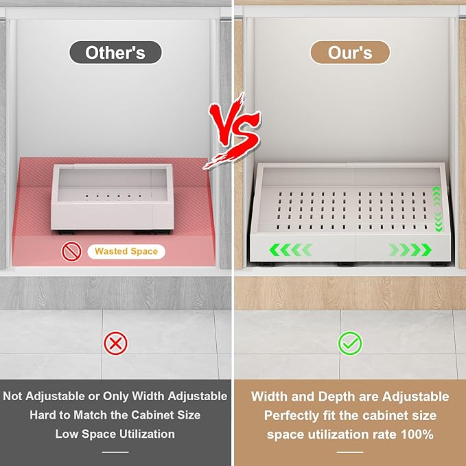 Fokyfok 2Pc Pull out Cabinet Organizer, Depth Expandable No Drill Roll out - Image 3