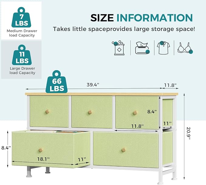 OLIXIS 5 Drawer Dresser for Bedroom, Storage Organizer Unit for Closet | Chest - Image 3