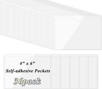 36 Pack Self-Adhesive Index Card Pockets by Antner