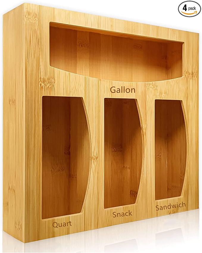 Bamboo Food Bag Storage Organizer by Hoeapzl