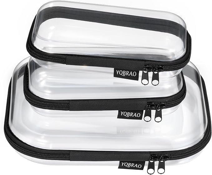 Clear Hard Shell Zipper Case 3 Pack, Hard Plastic Bag, Portable Cosmetic Bag by Unknown