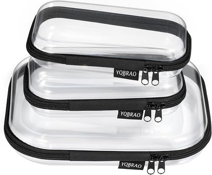 Clear Hard Shell Zipper Case 3 Pack, Hard Plastic Bag, Portable Cosmetic Bag by Unknown