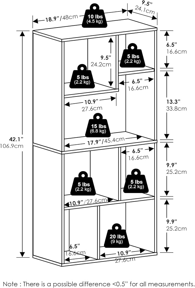 Furinno DALY Book Shelf, 7-Cube Bookshelf, Cube Storage Organizer Bookcase - Image 3