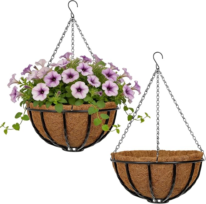 12 Inch Metal Hanging Basket by NatureCrafted